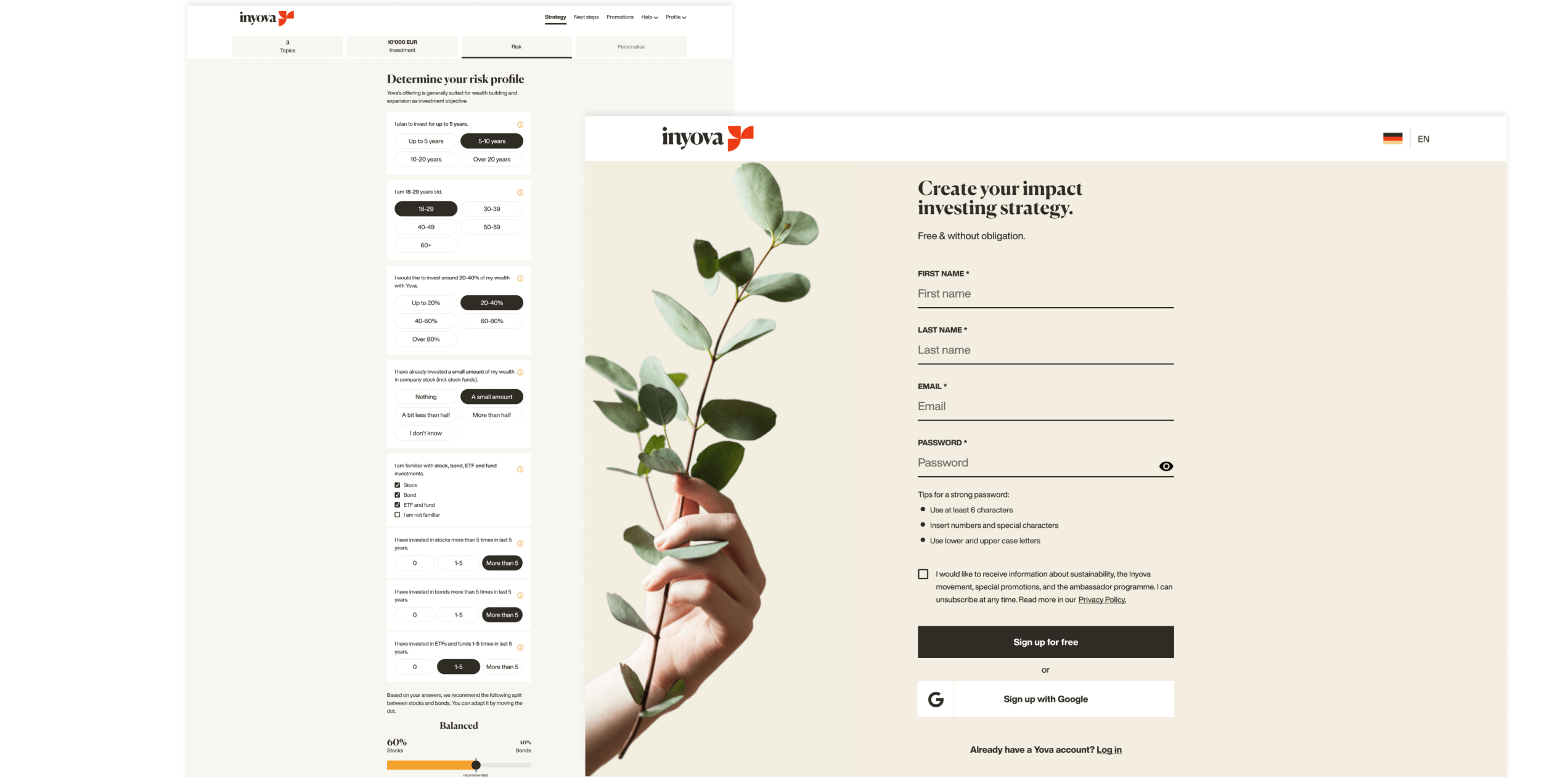 Sign up and risk mobile